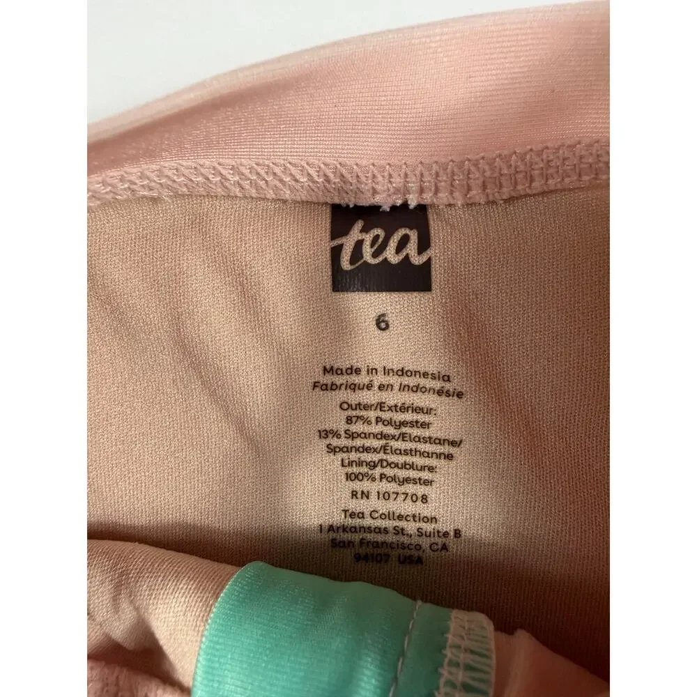 Tea Collection Rainbow Long Sleeve Zip One Piece Swimsuit Size 6